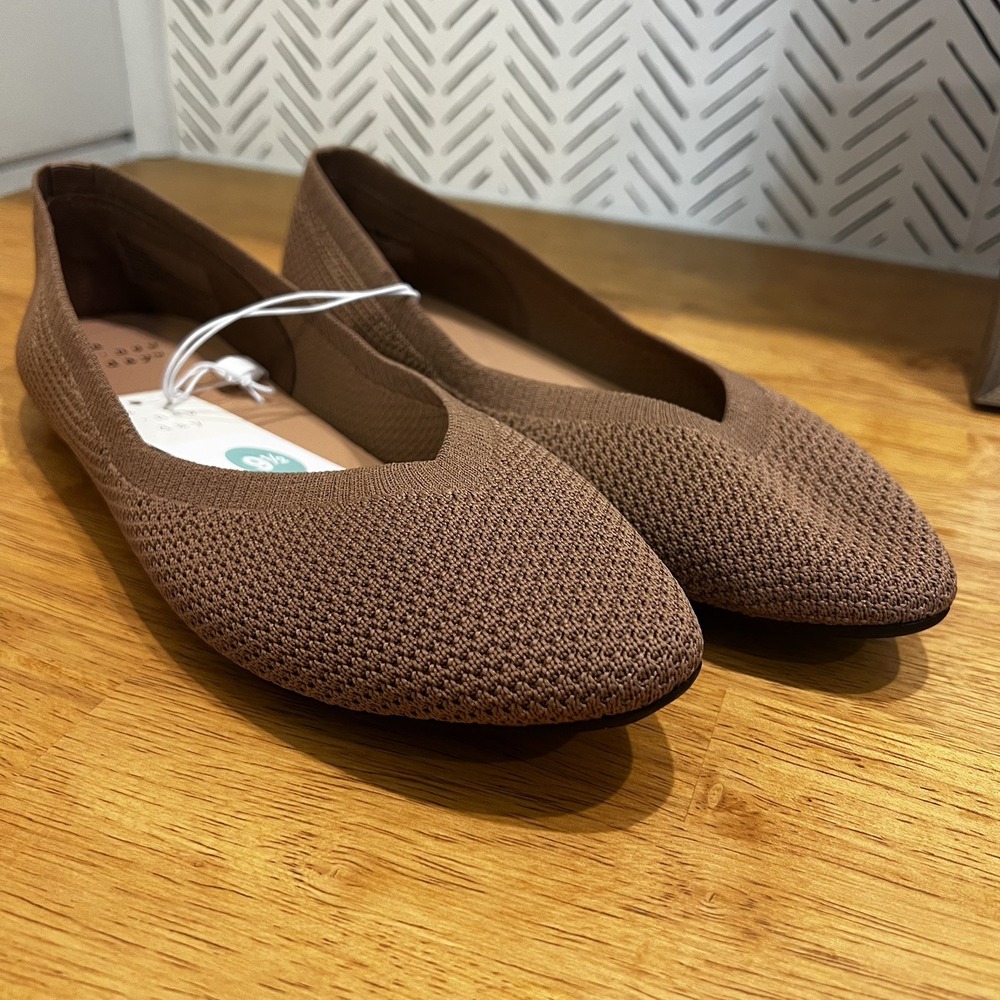 A New Day™ Claire Tan Knit Washable Flats Size 9.5" woven slip on NEW!